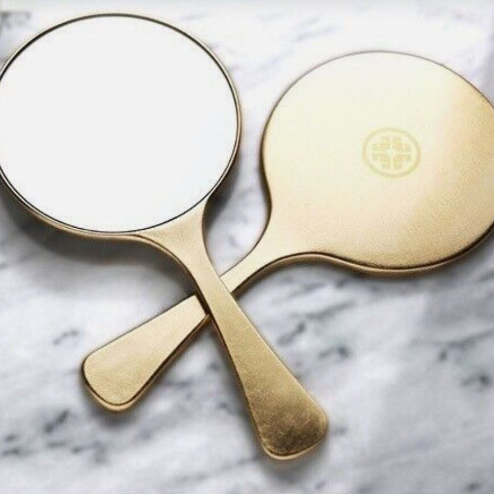 Tatcha Omokage 22.5 Karat Gold Leaf Vanity Hand Held Mirror Only New